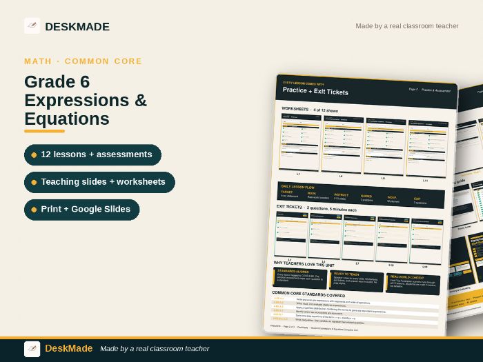 Grade 6 Expressions & Equations Complete Unit | 12 Lessons | 6.EE