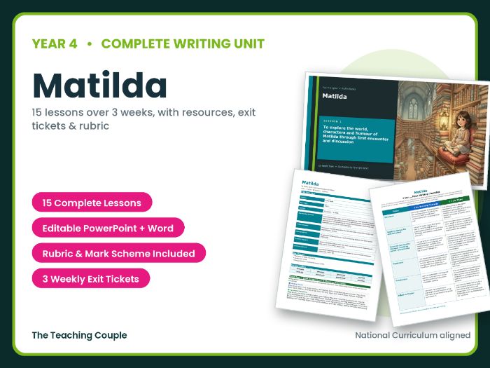 Matilda | Year 4 English Unit | 15 Complete Lessons + Resources + Mark Scheme