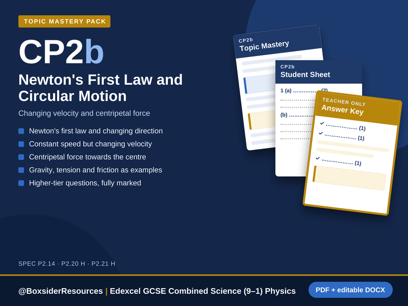 CP2b Newton's First Law and Circular Motion | Edexcel GCSE Combined Science Physics Topic Mastery