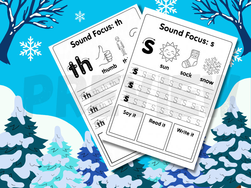 Winter Phonics Worksheets – Phase 2 & Phase 3 (EYFS & Year 1)