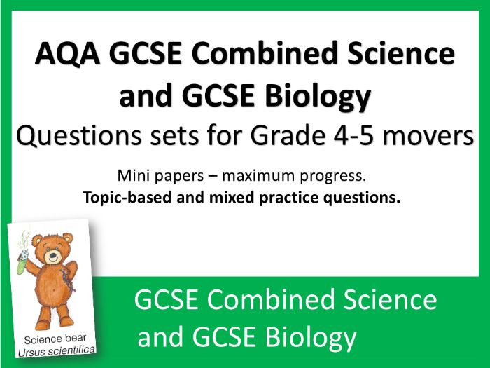 Questions Sets, Grade 4-5 Movers - AQA GCSE Combined Science Biology and GCSE Biology x 12
