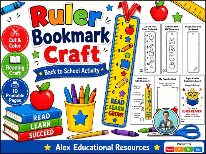 Ruler Bookmark Craft | Back to School Reading Activity | Printable Bookmark
