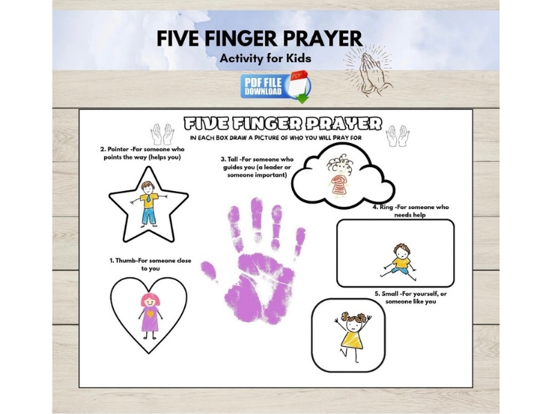 Five Finger Prayer, Sunday School Activity