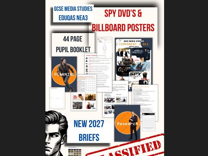 GCSE Media Studies Eduqas NEA Component 3 Workbook (2027 Briefs) – Spy Genre Research & Planning Boo