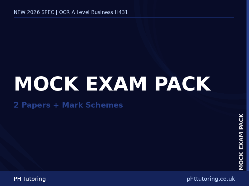 NEW 2026 OCR A Level Business H431 – MOCK EXAM PACK (2 Papers + Mark Schemes)