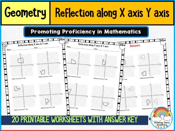 Reflection Along X-Axis and Y-Axis Worksheets | Geometry Transformations Practice