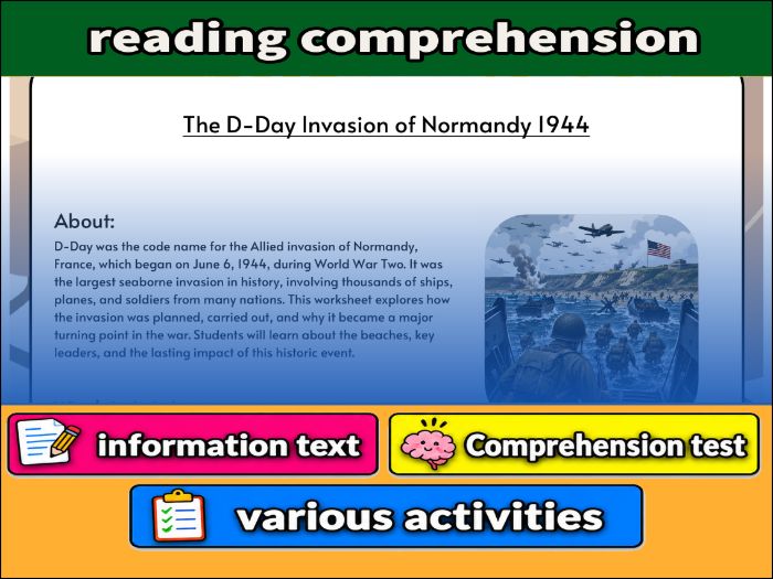 The D-Day Invasion of Normandy 1944 - Comprehension 91����t & Activities