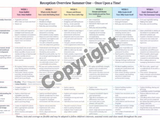EYFS Reception Summer One editable medium term plan