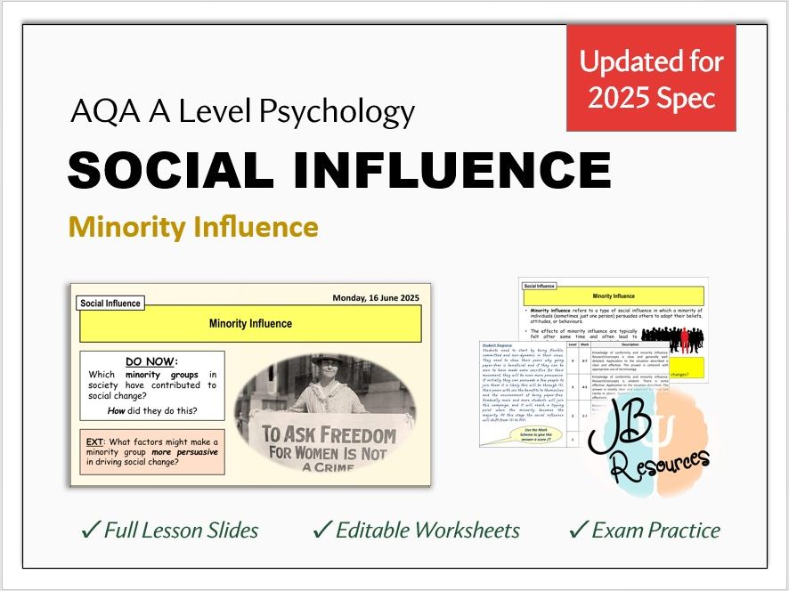 SOCIAL INFLUENCE: MINORITY INFLUENCE | AQA A-Level Psychology (Updated for Sept 2025)