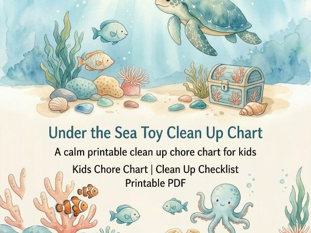 Under the Sea Toy Clean Up Chart | Kids Chore Chart | Printable PDF | Clean Up Checklist