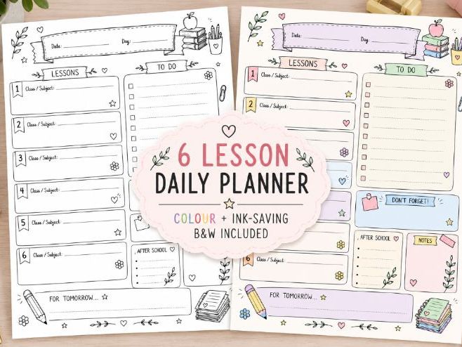 6-Lesson Teacher Daily Planner | Printable