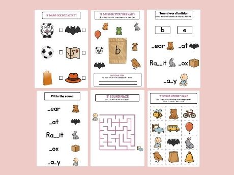 ‘b’ Sound Complete Comprehensive Bundle | Set 1 Phonics Activity Pack