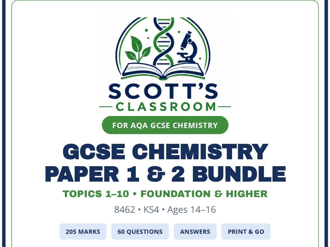 AQA GCSE Chemistry Paper 1 & 2 Bundle |