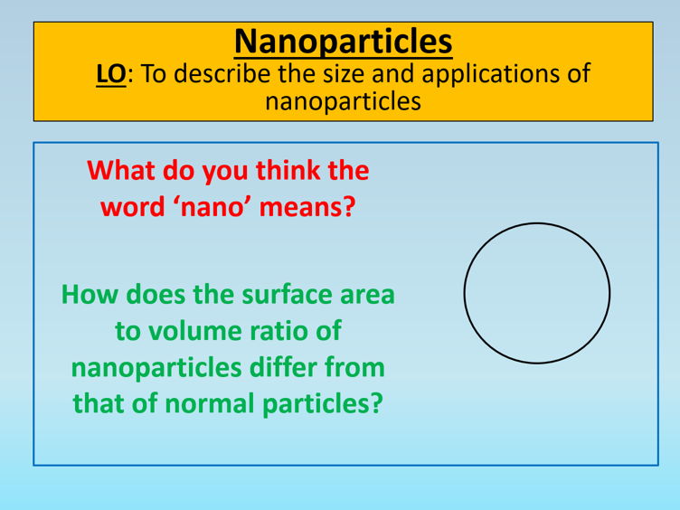 GCSE AQA Chemistry C3 Nanoparticles PowerPoint Lesson