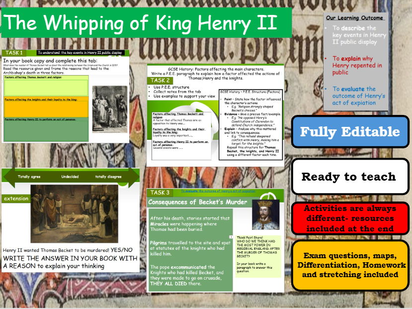 “The Whipping of Henry II: Public Penance After Becket’s Murder – KS3/4 History