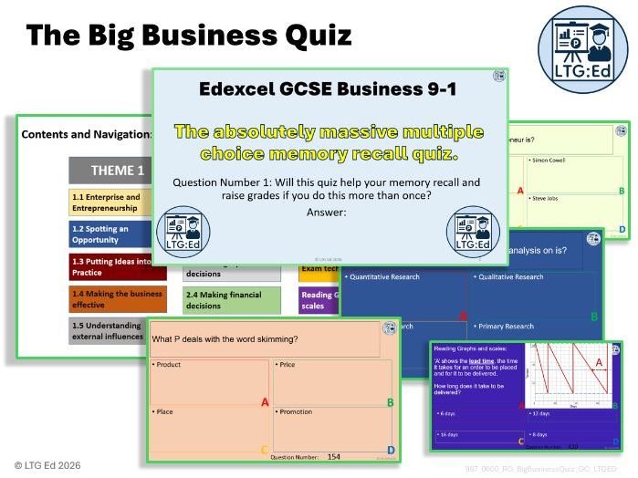 The Big Business Quiz: 443 slides of questions! Exam Revision! The Whole Edexcel Course!