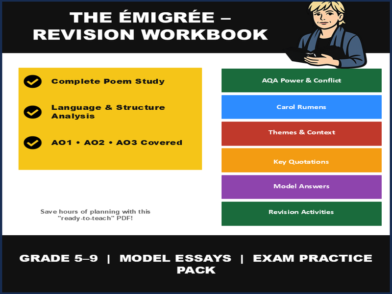 GCSE The Émigrée Revision Workbook | AQA Power & Conflict Poetry Analysis, Quotes & Exam Practice