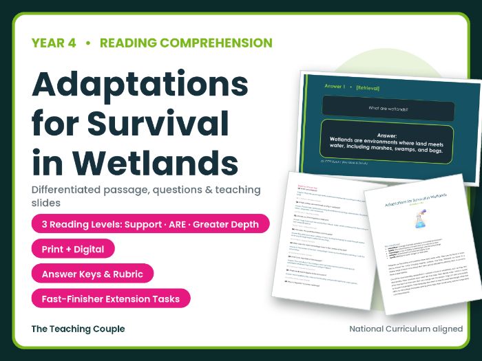 Adaptations for Survival in Wetlands Reading Comprehension | Year 4 (KS2)