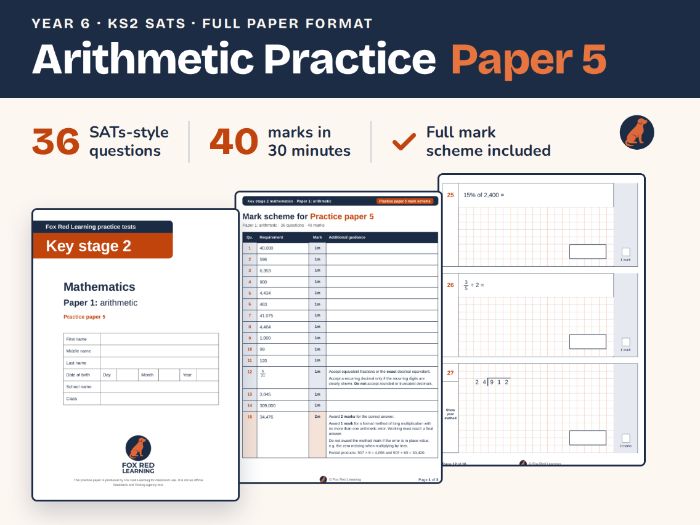 Year 6 SATs Arithmetic Practice Paper 5 | KS2 Maths Paper 1 Mock | With Mark Scheme