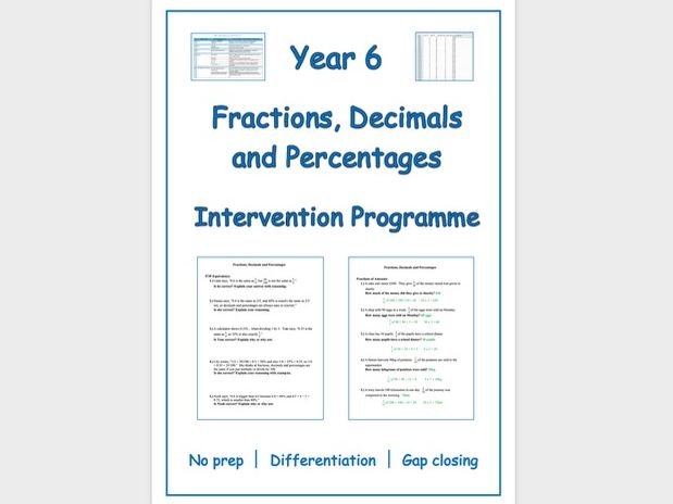 Year 6 SATs Booster/Intervention Pack - Fractions, Decimals and Percentages