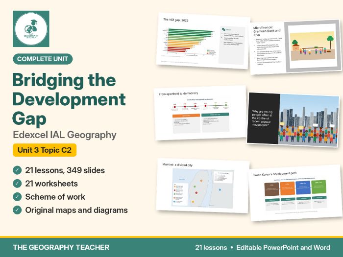 Bridging the Development Gap Complete Unit (21 Lessons) – Edexcel IAL Geography Unit 3 Topic C2
