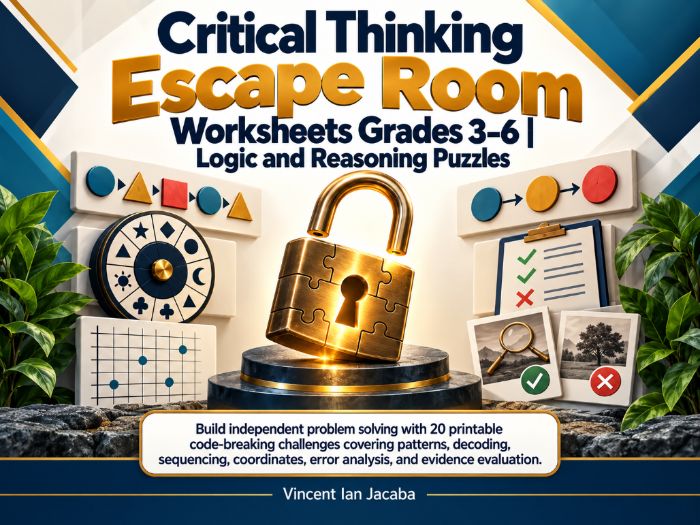 Critical Thinking Escape Room Worksheets Grades 3–6 | Logic, Reasoning & Problem Solving