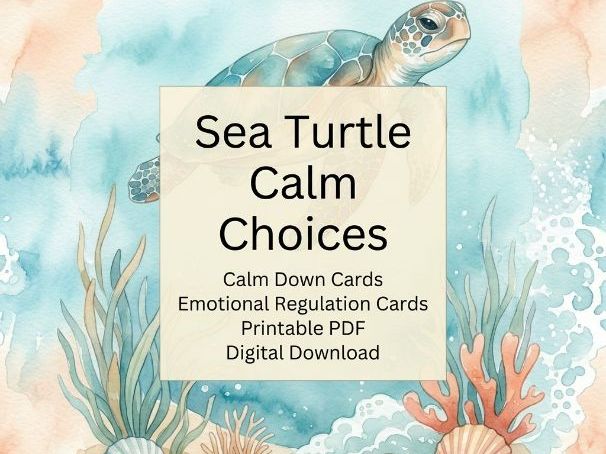 Sea Turtle Calm Choices | Calm Down Cards | Emotional Regulation Cards | Printable PDF | Digital