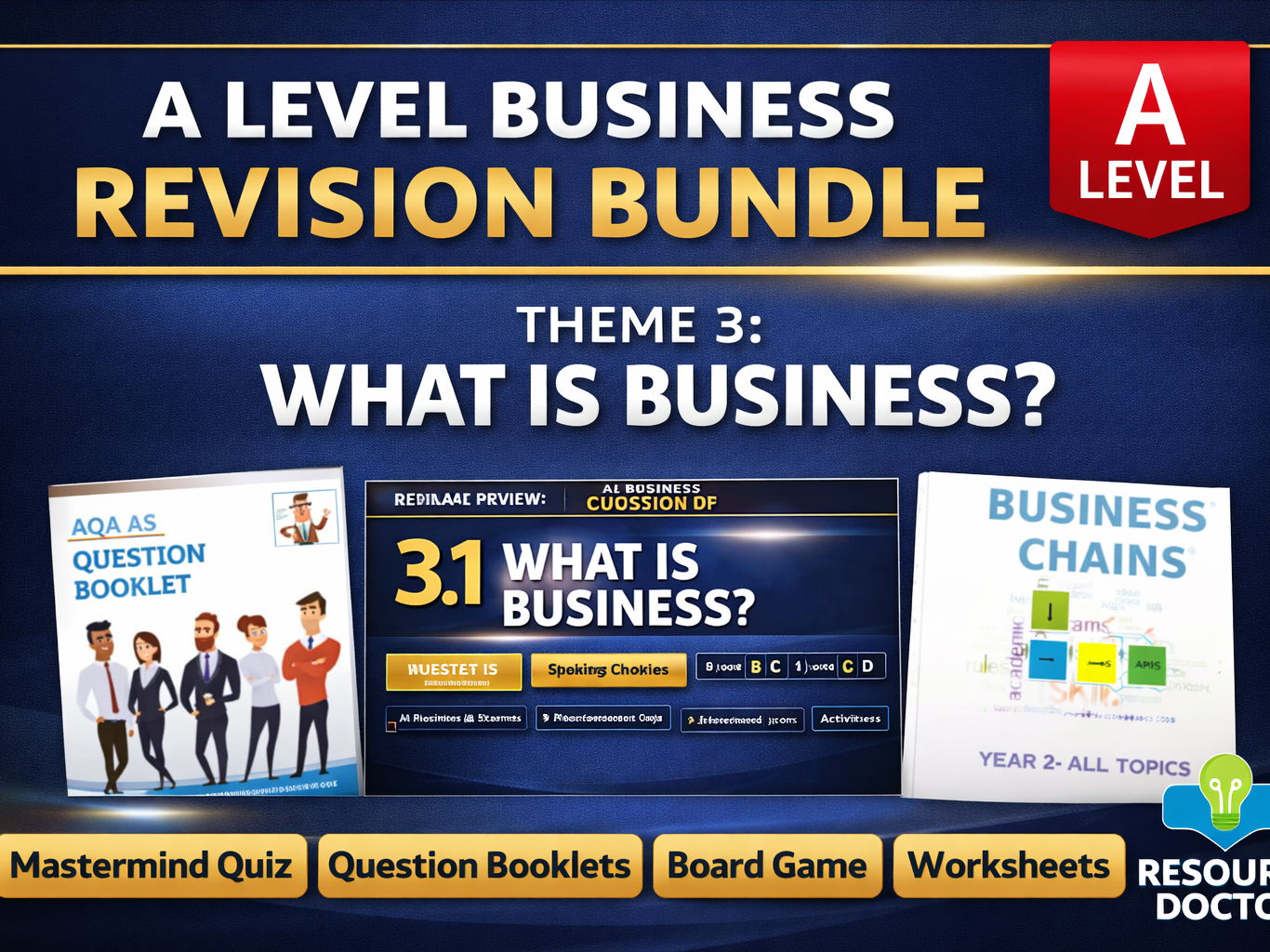 A Level Business Revision Bundle | Theme 3.1 Mastermind Quiz | Question Booklets | Power-points | Games & Revision Activities (AQA)