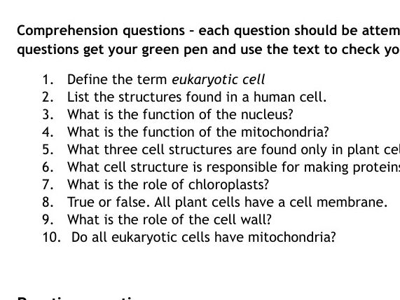 AQA Topic 1 Cell Biology SEPERATE Revision Booklet