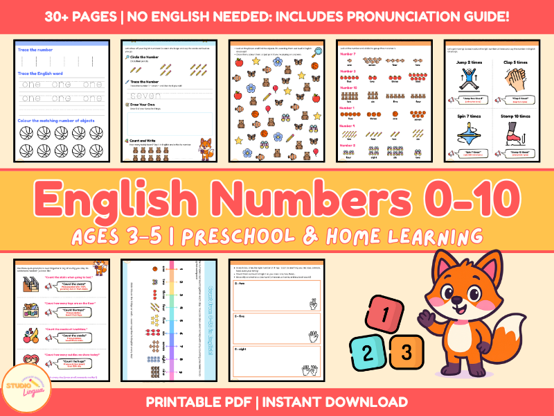 English Numbers 0–10 | TEFL / TESOL | EYFS / Preschool Pack | Printable PDF