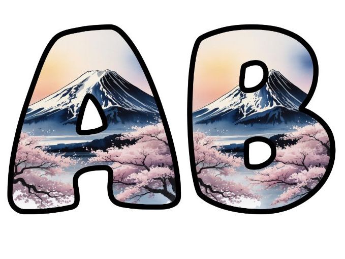 Mount Fuji Lake Blossom Alphabet Letters | Classroom Display, A-Z 0-9 and Signs