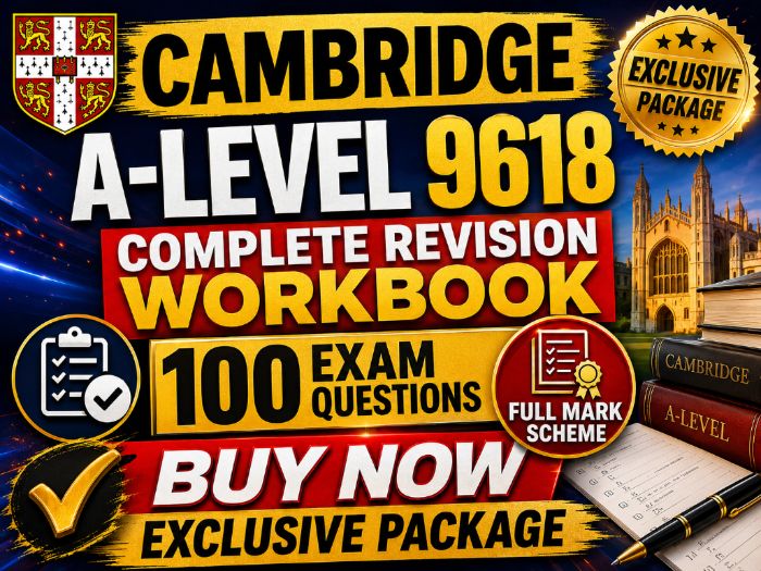 Cambridge A-Level 9618 Complete Revision Workbook | 100 Exam Questions + Full Mark Scheme