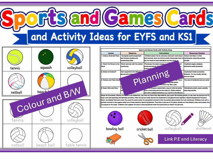 Sports and Games Cards and Activity Ideas