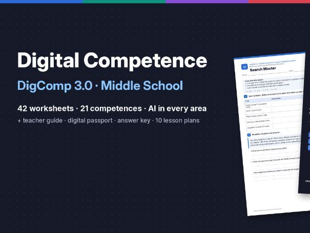 AI and Digital Literacy Worksheets: DigComp 3.0 (42 activities + lesson plans)