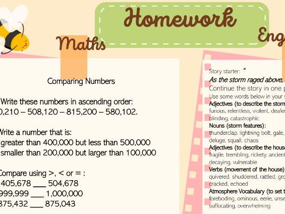 Year 5/6 Maths & English Homework Tasks