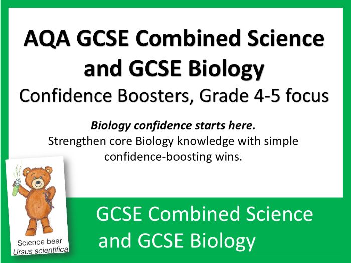 Confidence Boosters, Grade 4-5 Movers - AQA GCSE Combined Science Biology and GCSE Biology x 25