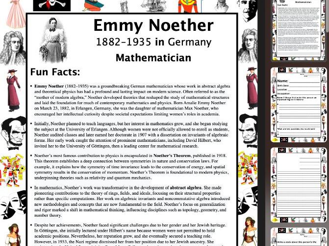 Emmy Noether PACKET & ACTIVITIES, Important Historical Figures Series