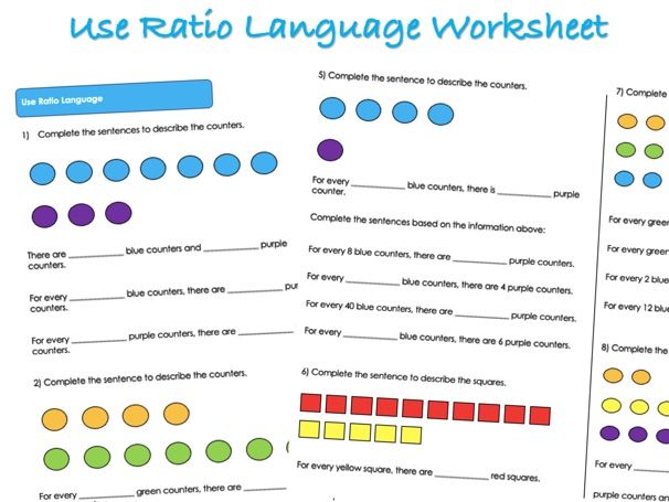 Ratio Worksheet - Use Ratio Language