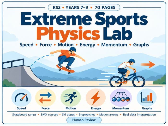 Extreme Sports Physics Lab | KS3 Forces, Motion & Energy | 70 Pages