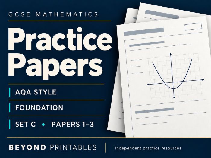 GCSE Maths AQA-style Foundation Set C: Papers 1, 2 and 3 + Mark Schemes