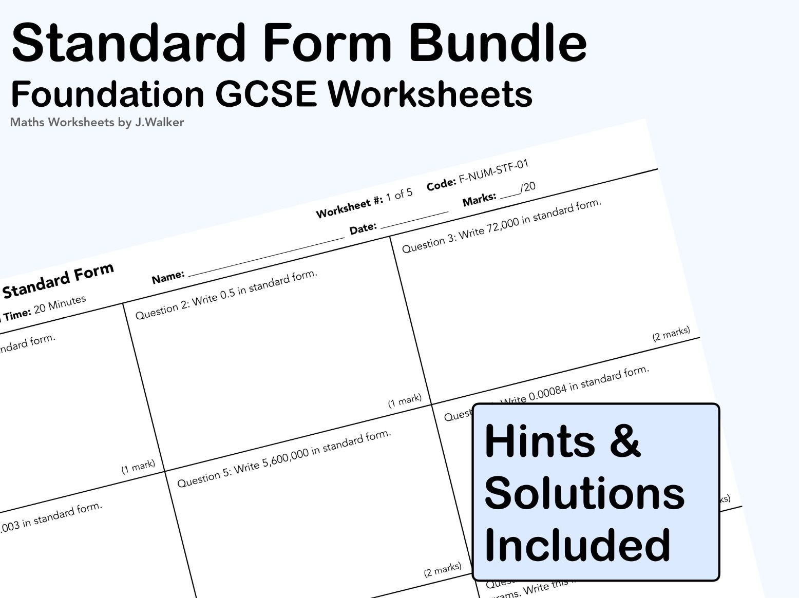 GCSE Maths: Standard Form Bundle - Foundation Tier