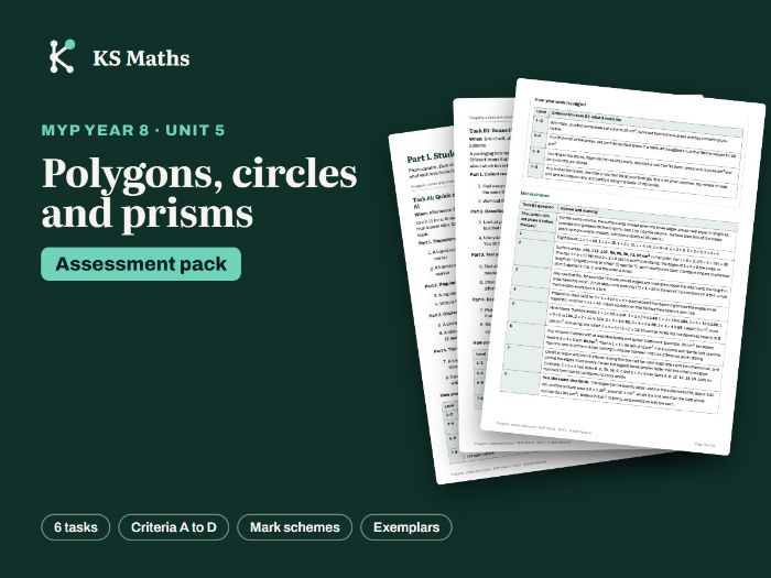 MYP Year 8 Polygons, circles and prisms assessment pack