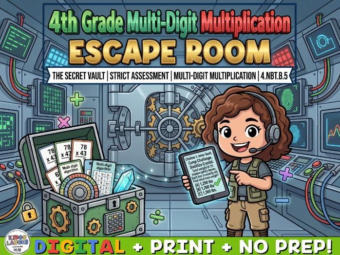 Multiplication Escape Room: Year 5 & 4th Grade Maths Activity