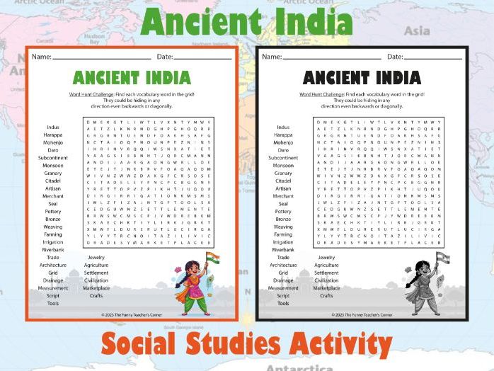 Ancient India Civilization Word Search | 4th–7th Grade Social Studies Activity