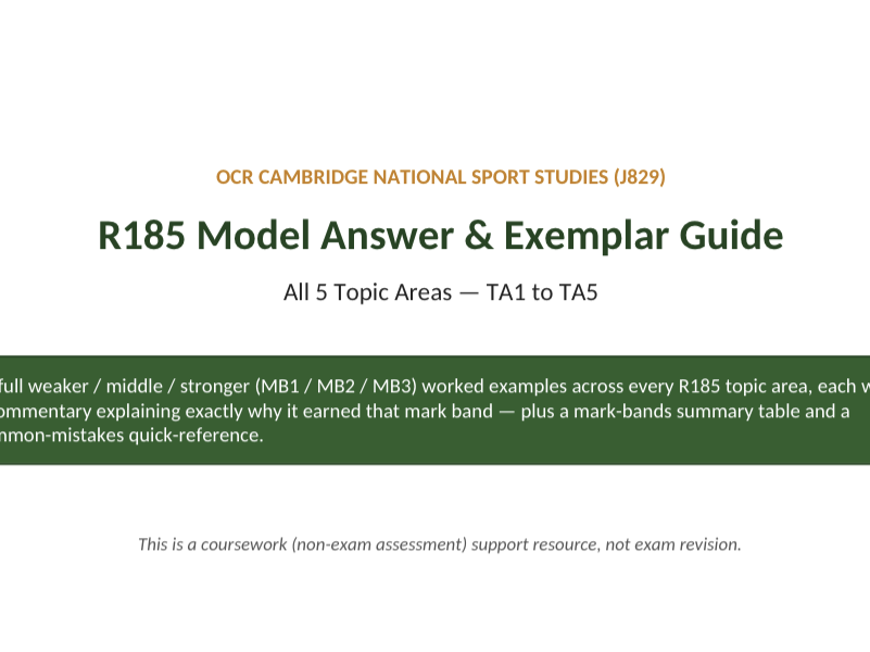 R185 Model Answer & Exemplar Guide: All 5 Topic Areas (TA1–TA5) | OCR Cambridge National Sport Stud