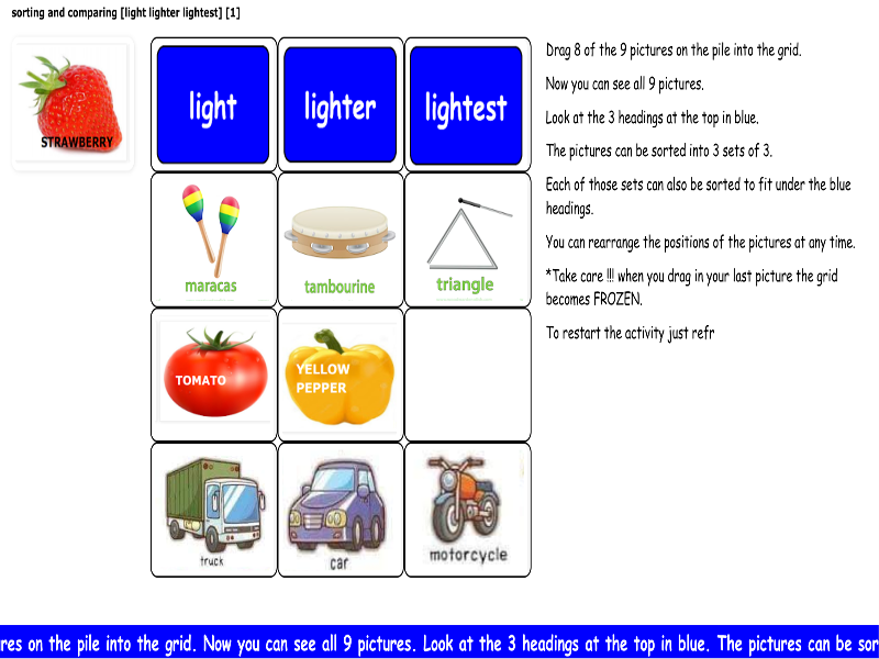 Light Lighter Lightest 1 sorting And Comparing Teaching Resources