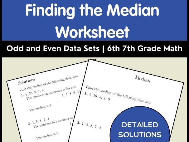 Finding the Median Worksheet | Odd and Even Data Sets | 6th 7th Grade Math