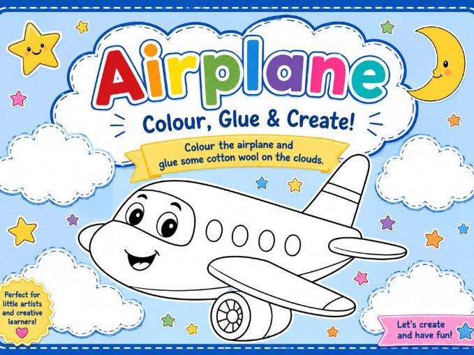 Airplane Colouring & Cotton Wool Craft