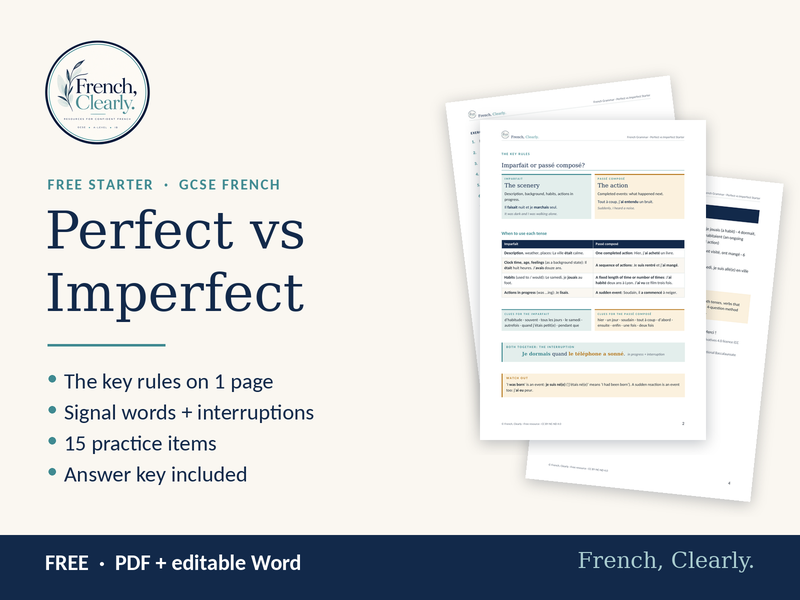 FREE French Perfect vs Imperfect Starter – Passé Composé or Imparfait? Rules + Practice