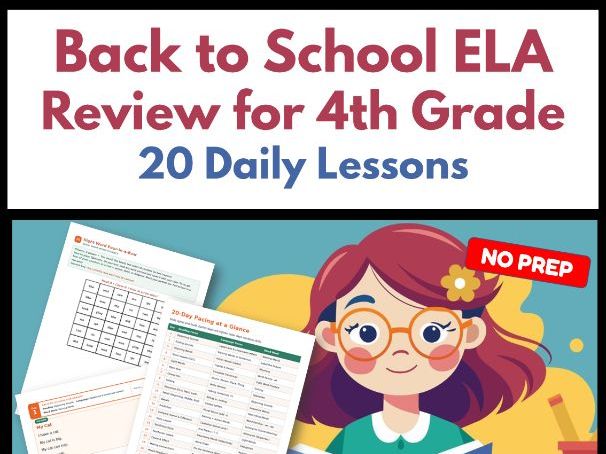Back to School ELA Review for 4th Grade | 20 Daily Lessons